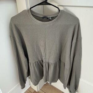 ASOS Waffle Knit Peplum Long-Sleeve Top